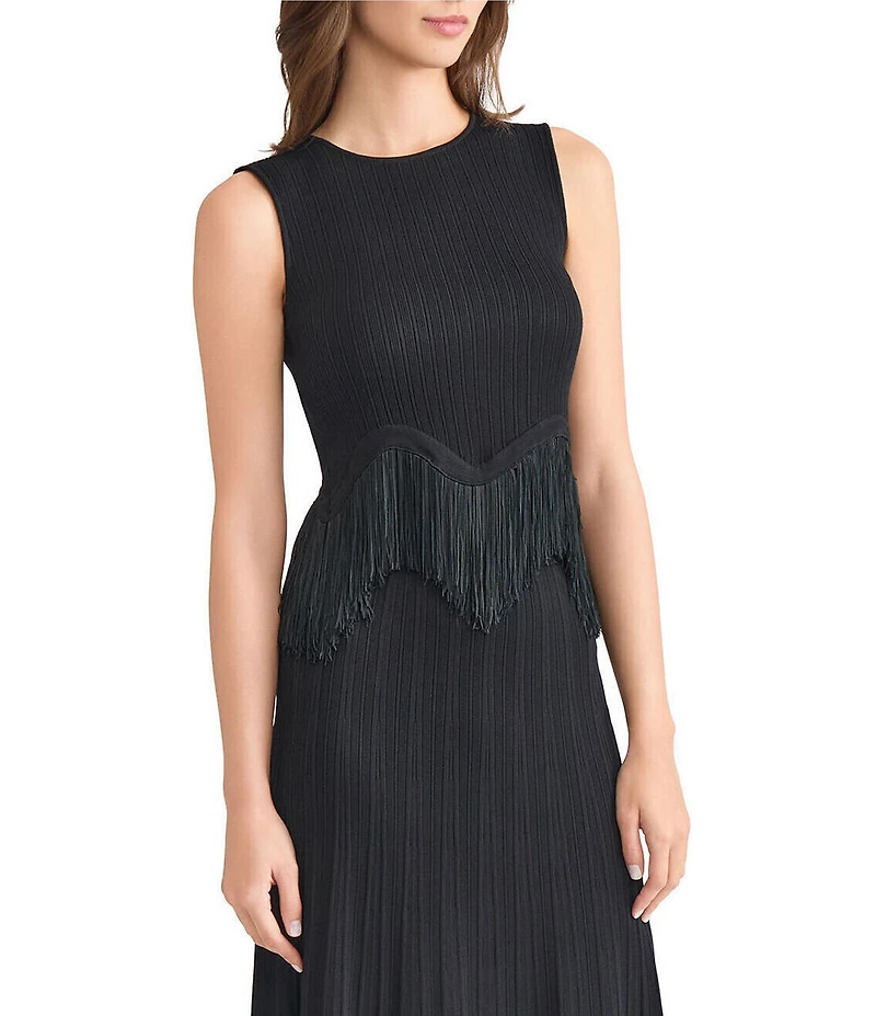 MISOOK x Lani Lynn Ribbed knit Round Neck Sleeveless Fringe Hem Tank