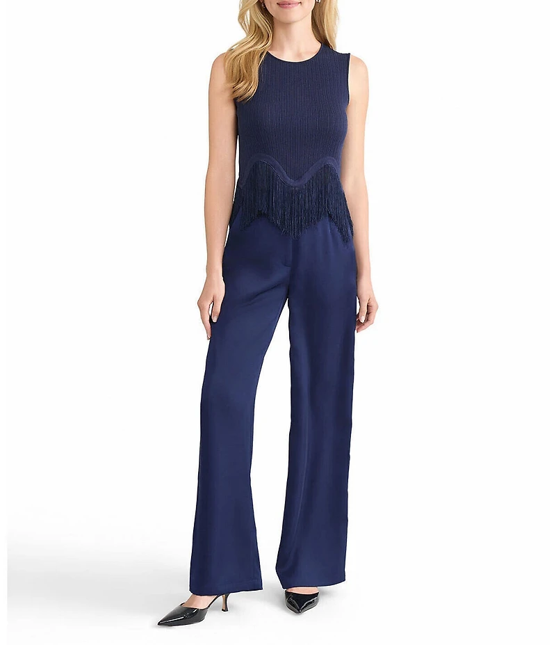 MISOOK x Lani Lynn Ribbed knit Round Neck Sleeveless Fringe Hem Tank