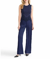 MISOOK x Lani Lynn Ribbed knit Round Neck Sleeveless Fringe Hem Tank