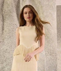 MISOOK x Lani Lynn Ribbed knit Round Neck Sleeveless Fringe Hem Tank