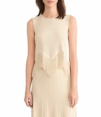 MISOOK x Lani Lynn Ribbed knit Round Neck Sleeveless Fringe Hem Tank