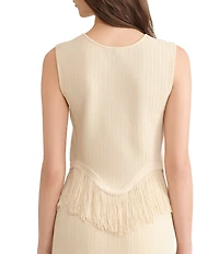 MISOOK x Lani Lynn Ribbed knit Round Neck Sleeveless Fringe Hem Tank