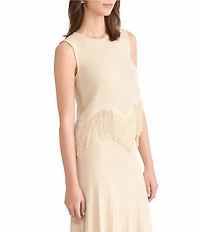 MISOOK x Lani Lynn Ribbed knit Round Neck Sleeveless Fringe Hem Tank
