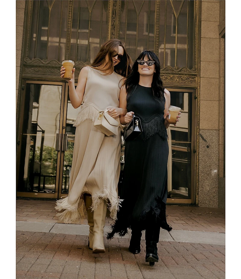 MISOOK x Lani Lynn Ribbed knit Round Neck Sleeveless Fringe Hem Tank