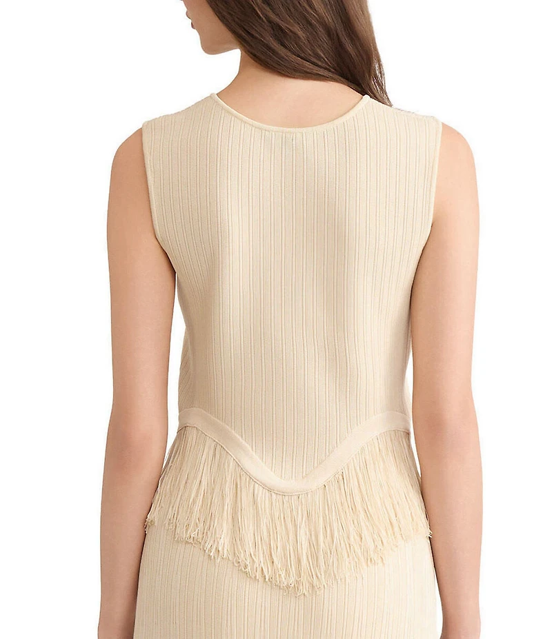 MISOOK x Lani Lynn Coordinating Ribbed knit Round Neck Sleeveless Fringe Hem Tank