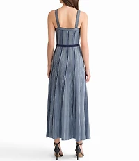 MISOOK x Lani Lynn Vertical Stripe Knit Sweetheart Neck Sleeveless A-Line Maxi Dress