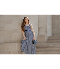 MISOOK x Lani Lynn Vertical Stripe Knit Sweetheart Neck Sleeveless A-Line Maxi Dress