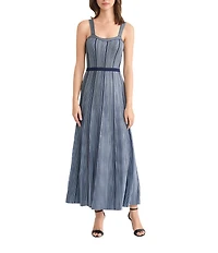 MISOOK x Lani Lynn Vertical Stripe Knit Sweetheart Neck Sleeveless A-Line Maxi Dress