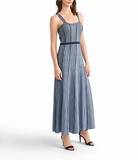 MISOOK x Lani Lynn Vertical Stripe Knit Sweetheart Neck Sleeveless A-Line Maxi Dress