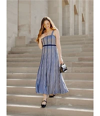 MISOOK x Lani Lynn Vertical Stripe Knit Sweetheart Neck Sleeveless A-Line Maxi Dress