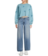 Miss Chievous Crew Neck Bow Embroidered Long Sleeve Top