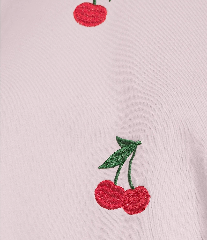 Miss Chievous Crew Neck Cherry Embroidered Long Sleeve Top