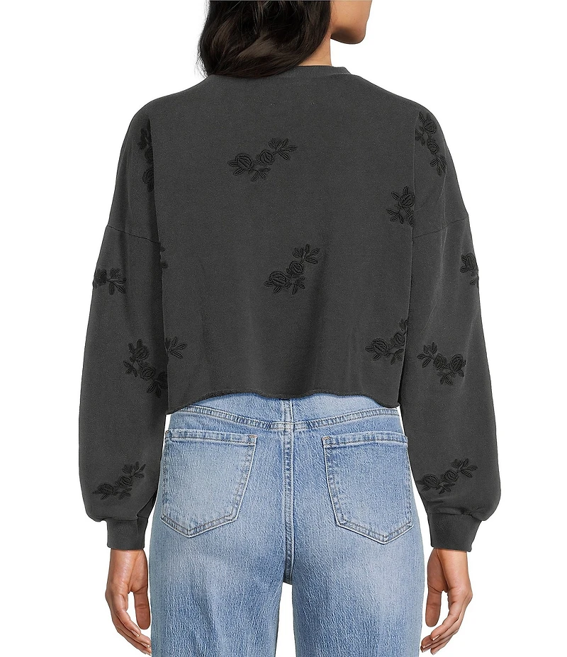 Miss Chievous Crew Neck Floral Embroidered Long Sleeve Top