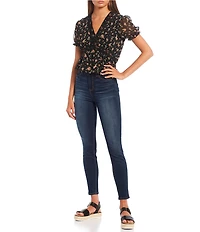Miss Chievous Floral Print Short Sleeve Lace Trim Top