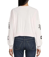 Miss Chievous Gingerbread Embroidered Sequin Long Sleeve Cropped Pullover