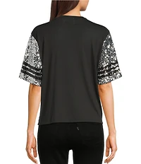 Miss Chievous Sequin 13 Graphic Crew Neck Short Sleeve T-Shirt
