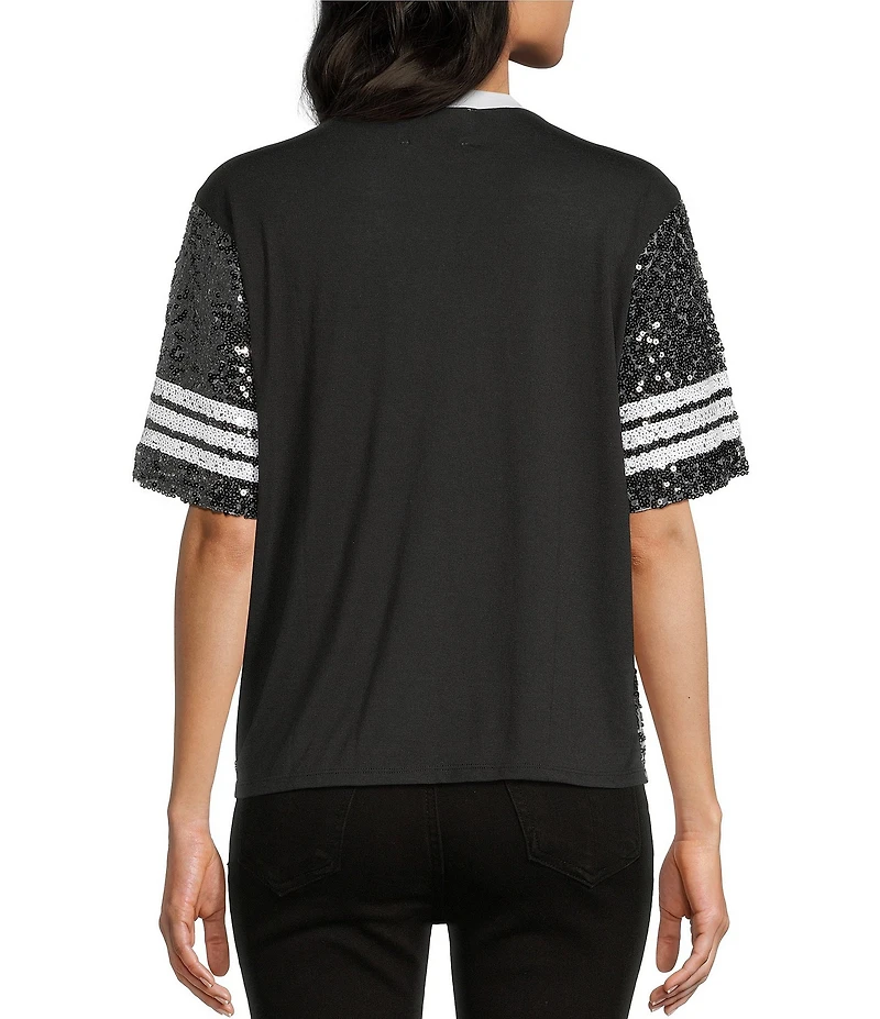 Miss Chievous Sequin Game Day Crew Neck Short Sleeve T-Shirt