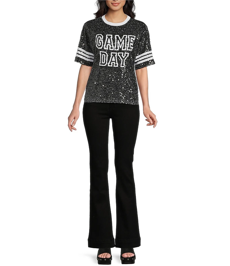 Miss Chievous Sequin Game Day Crew Neck Short Sleeve T-Shirt