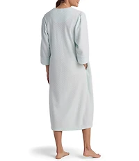 Miss Elaine Brushed Back Terry Knit Diamond Long Zip Robe