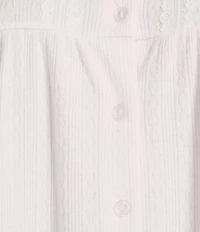 Miss Elaine Brushed Solid Honeycomb Knit Long Sleeve Round Neck Long Nightgown