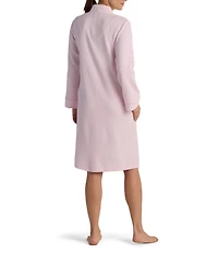 Miss Elaine Brushed Waffle Knit Long Sleeve Short Zip Robe