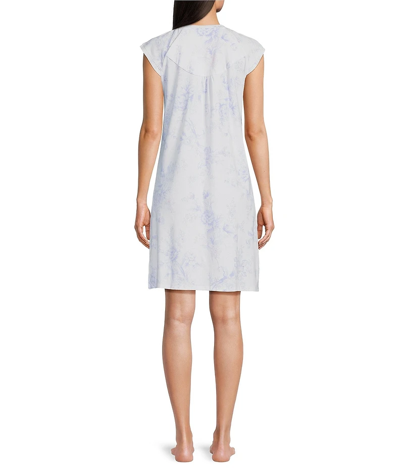 Miss Elaine Cottonessa Tulip Print Short Sleeve Round Neck Short Nightgown