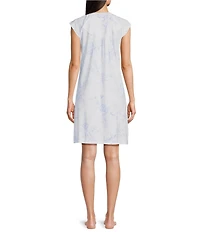 Miss Elaine Cottonessa Tulip Print Short Sleeve Round Neck Short Nightgown
