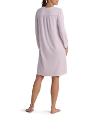 Miss Elaine Honeycomb Knit Scoop Neck Long Sleeve Short Gown