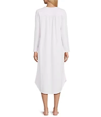 Miss Elaine Knit Long Sleeve Round Neck Long Nightgown