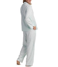 Miss Elaine Long Sleeve Notch Collar Brushed Back Satin Long Pajama Set