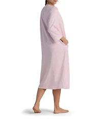 Miss Elaine Long Sleeve V-Neck Brushed Back Satin Woven Jacquard Long Zip Robe