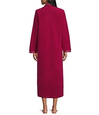 Miss Elaine Long Sleeve V Neck Micro Fleece Long Zip Robe