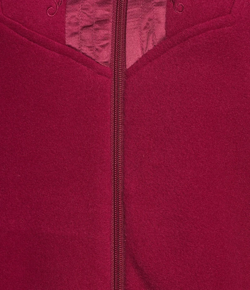 Miss Elaine Long Sleeve V Neck Micro Fleece Long Zip Robe