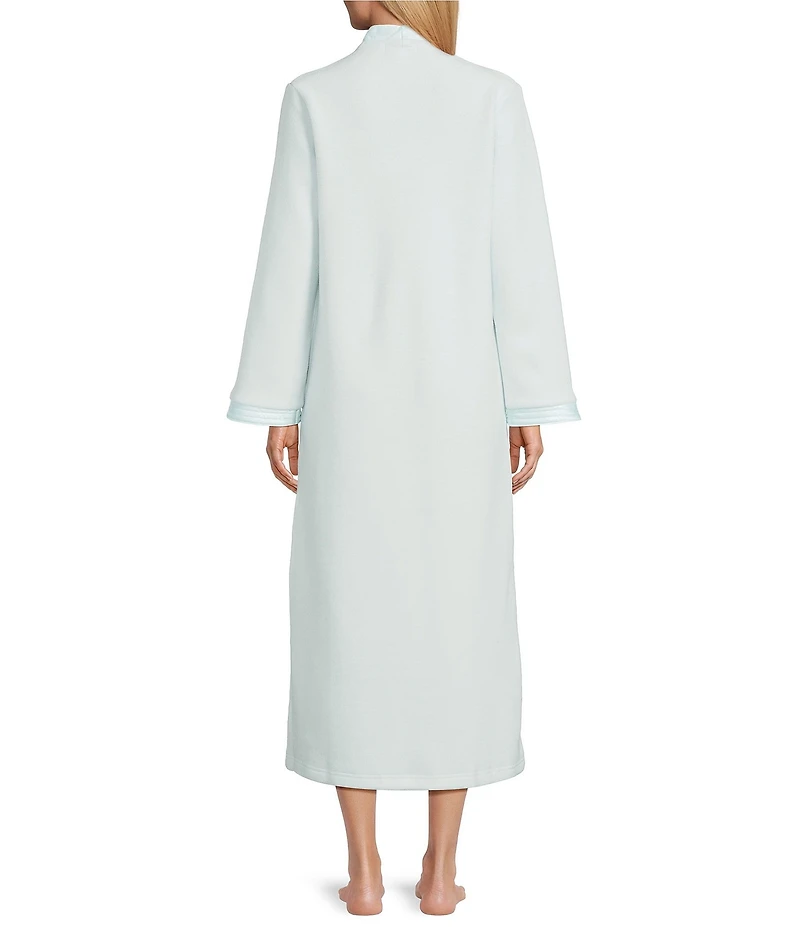 Miss Elaine Long Sleeve V Neck Micro Fleece Long Zip Robe