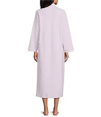 Miss Elaine Long Sleeve V Neck Micro Fleece Long Zip Robe