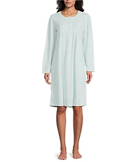 Miss Elaine Petite Brushed Solid Honeycomb Knit Short Nightgown