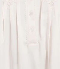 Miss Elaine Petite Long Sleeve Round Neck Brushed Back Satin Woven Jacquard Long Nightgown