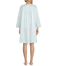 Miss Elaine Petite Long Sleeve V-Neck Brushed Back Satin Short Nightgown