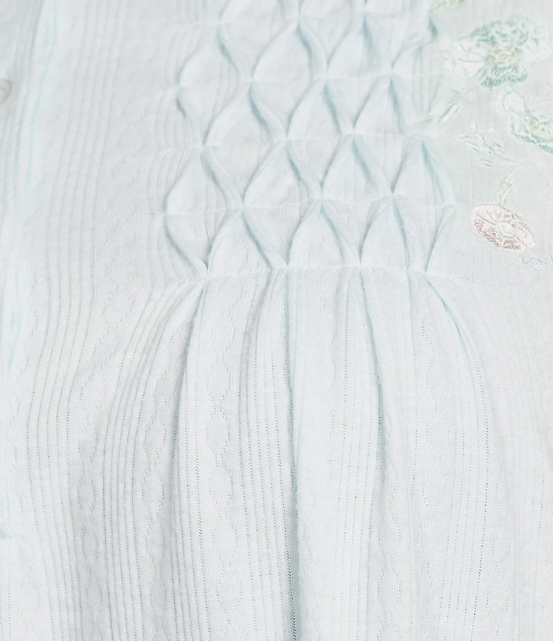 Miss Elaine Plus Brushed Solid Honeycomb Knit Short Nightgown