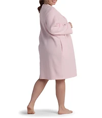 Miss Elaine Plus Size Brushed Back Terry Long Sleeve Snap-Front Robe