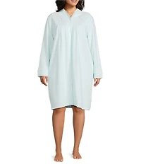 Miss Elaine Plus Size Brushed Waffle Solid Short Snap Robe