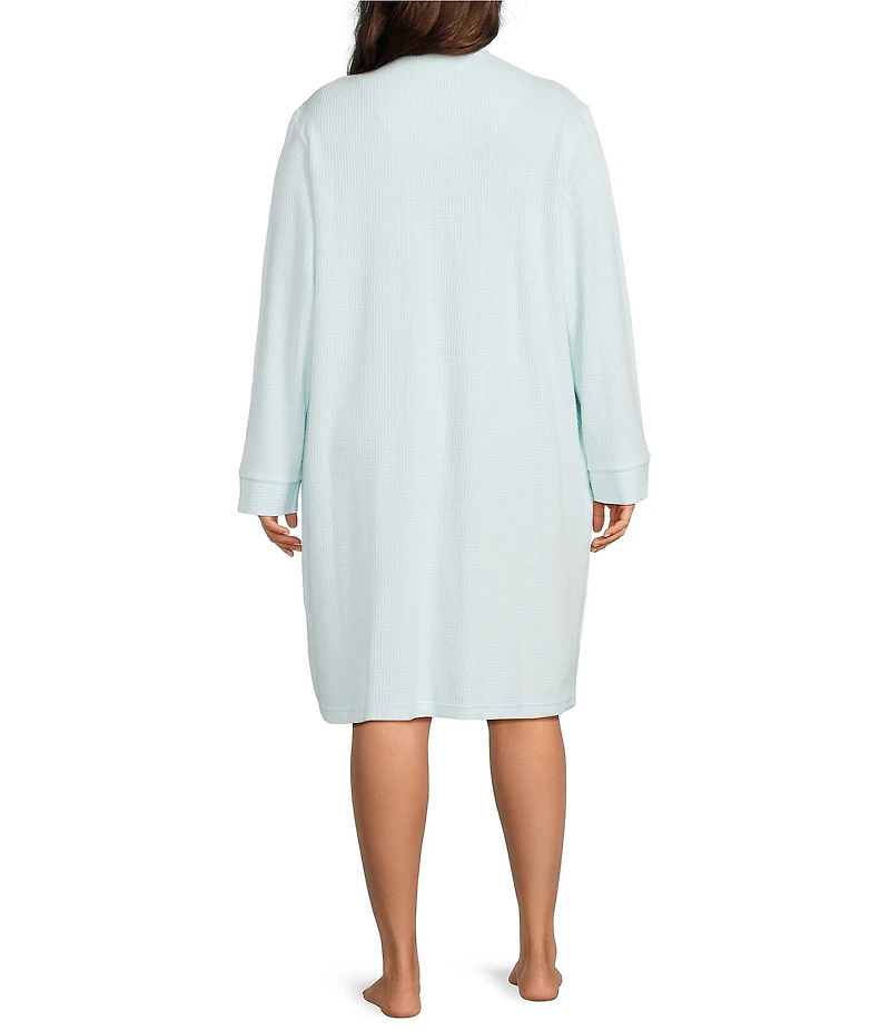 Miss Elaine Plus Size Brushed Waffle Solid Short Snap Robe