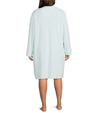 Miss Elaine Plus Size Brushed Waffle Solid Short Snap Robe