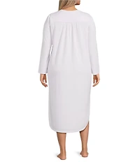 Miss Elaine Plus Size Knit Long Sleeve Round Neck Long Nightgown