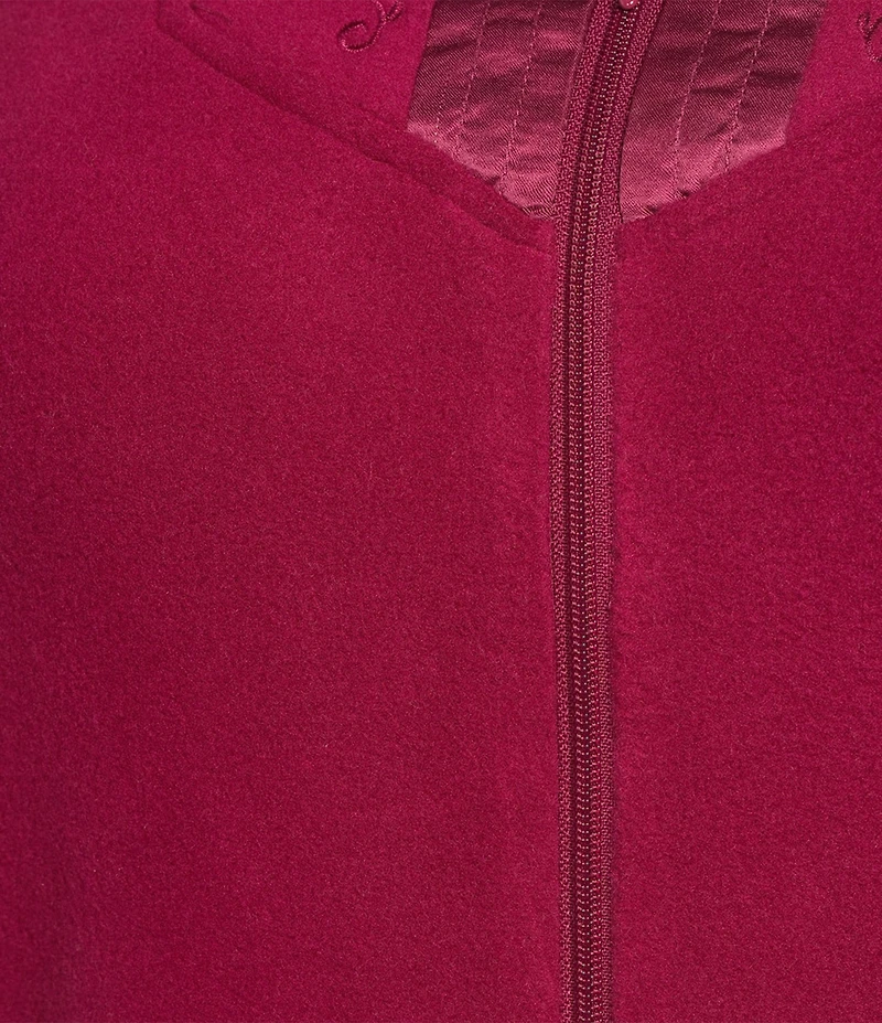 Miss Elaine Plus Size Long Sleeve V Neck Micro Fleece Long Zip Robe