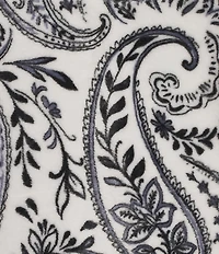 Miss Elaine Plus Size Paisley Print French Fleece Long Sleeve Collar Neck Long Zip Robe