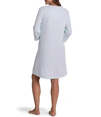 Miss Elaine Quilt-In-Knit Solid 3/4 Sleeve Short Snap Robe