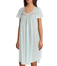 Miss Elaine Silk Essence Solid Short Nightgown
