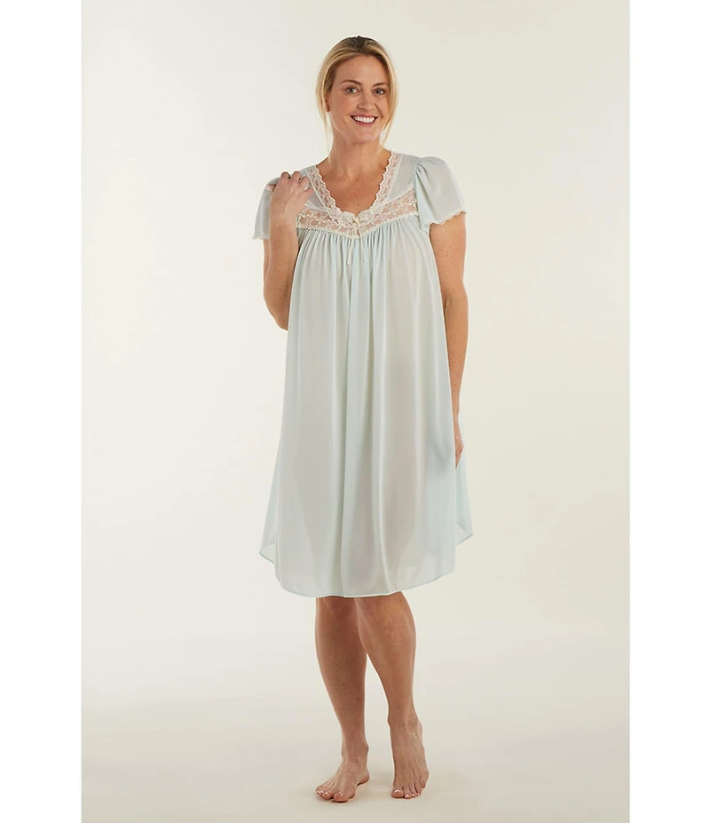 Miss Elaine Silk Essence Solid Short Nightgown