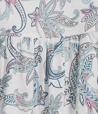 Miss Elaine Silky Knit Jersey Blue Floral Scroll Print Short Sleeve Pajama Set